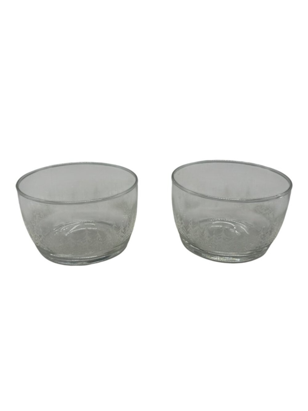 Clear Glass Bowls Set Of 2 nut bowl dish frosted tree embellished Christmas READ